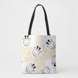 Adsible Kawaii Cow Tote Bag - Pastel Farm Animal Tygkasse