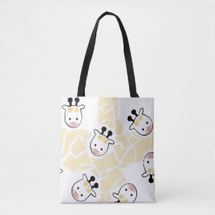 Adsible Kawaii Cow Tote Bag - Pastel Farm Animal Tygkasse