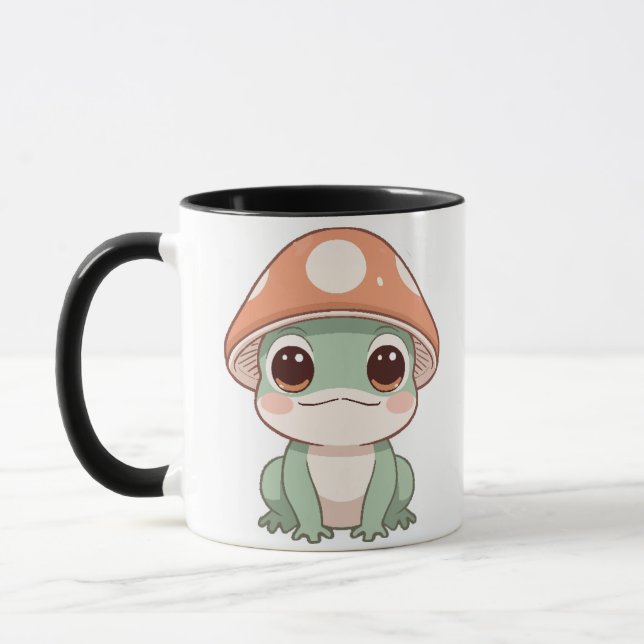 Adsible Kawaii Frog in Mushroom Hat Coffee Mugg (Vänster)