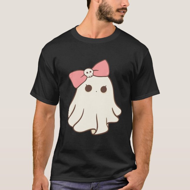 Adsible Kawaii Ghost Design T Shirt (Framsida)