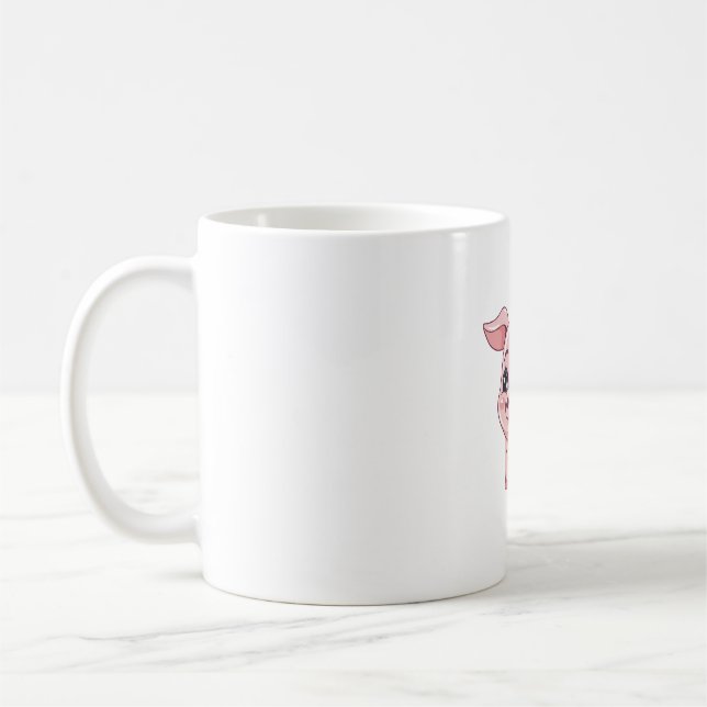 Adsible Kawaii Piglet Illustration Kaffemugg (Vänster)