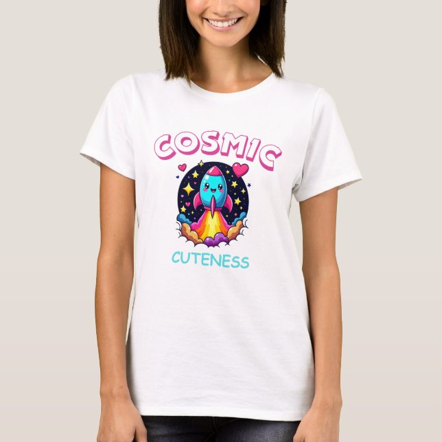 Adsible Kawaii Rocket Graphic T-Shirt (Framsida)