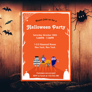 Adsible Kids Halloween Costume Party-inbjudan Inbjudningar