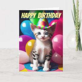Adsible Kitten Birthday Balloon Bash Kort