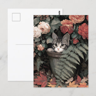 Adsible Kitten i en blomma Vykort