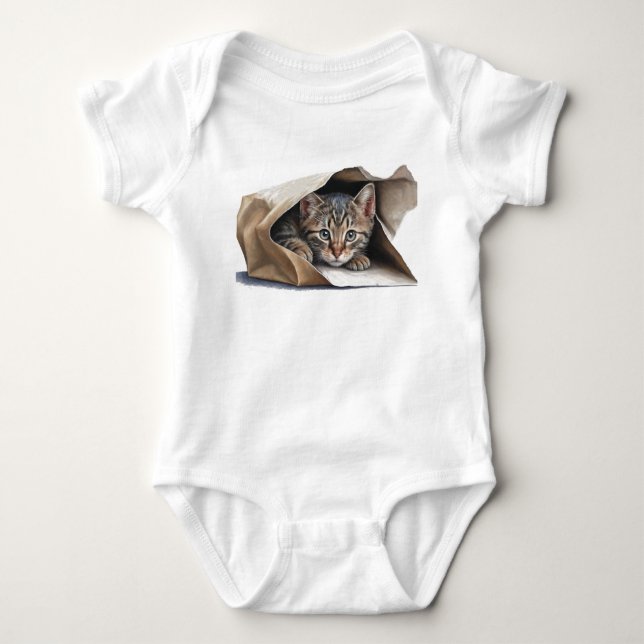 Adsible Kitten i en Papper bag T Shirt (Framsida)