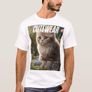 Adsible Kitten in Blommigt Garden - Cute Cat Aesth T Shirt