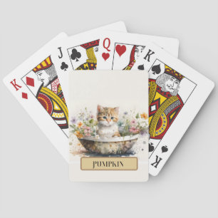 Adsible Kitten in Bowl with Flowers, Personalize Casinokort
