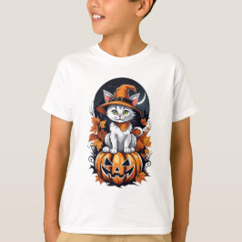 Adsible Kitten in Hat on Pumpkin T Shirt