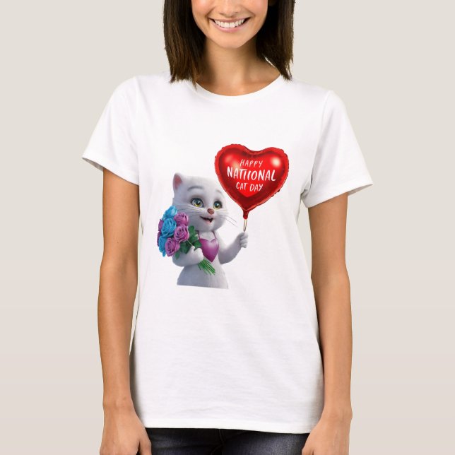 Adsible Kitten National Cat Day T-Shirt" T Shirt (Framsida)