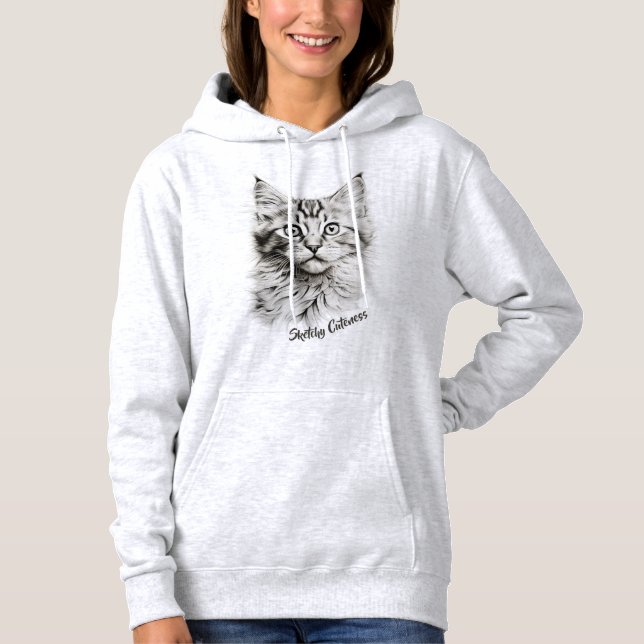 Adsible Kitten Pencil Teckning T Shirt (Framsida)