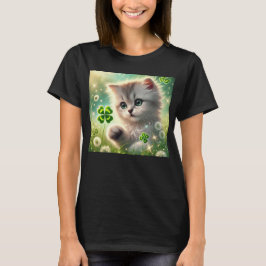 Adsible Kitten St. Patricks 4-löv Klöver T Shirt
