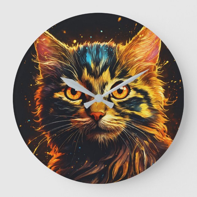 Adsible Kitten Wall Clock för Kattdjur fläkt Stor Klocka (Framsida)