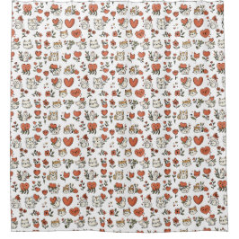 Adsible Kittens & Hearwers Shower Curtain