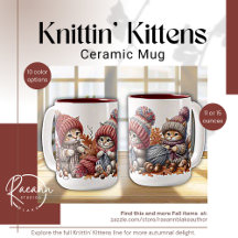 Adsible Knittin' Kittens Ceramic Mugg