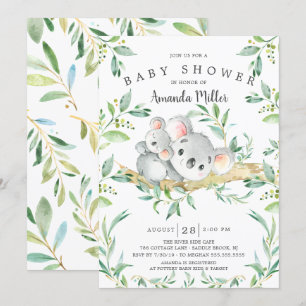 Adsible Koala Bear Baby Shower Inbjudningar