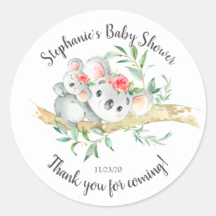 Adsible Koala Bear Girls Baby Shower Favor Runt Klistermärke
