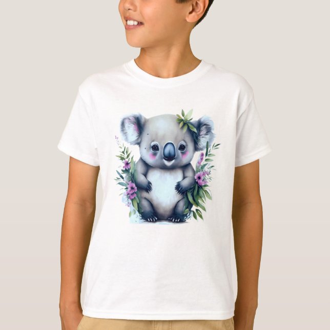 Adsible Koala Bear i Fält i Flowers T Shirt (Framsida)