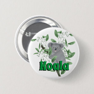 Adsible Koala Bear klättrande Eucalyptus Träd Knapp