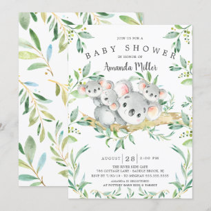 Adsible Koala BearTriplets Baby Shower Inbjudningar