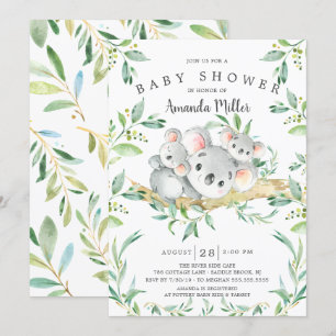 Adsible Koala BearTwins Baby Shower Inbjudningar