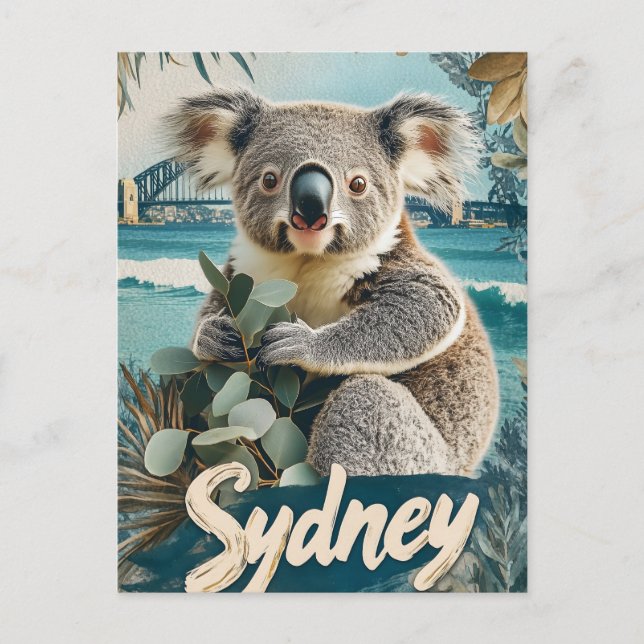Adsible Koala med Sydney Harbor Bridge Vykort (Framsida)