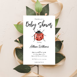 Adsible Ladybug Baby Shower Inbjudningar