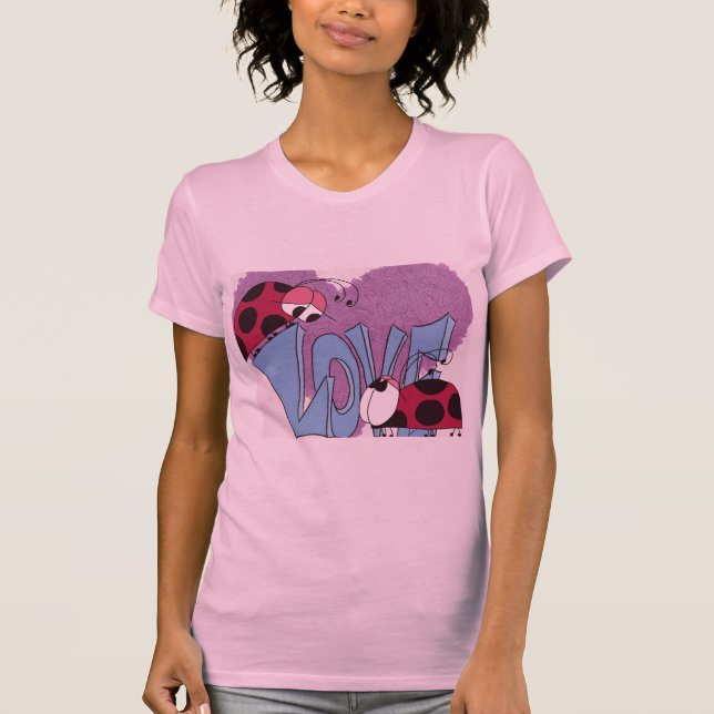 Adsible Ladybug Kärlek Tecknad Tee Shirt (Framsida)