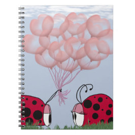 Adsible Ladybug with Söt Rosa Balloon Bouquet Anteckningsbok
