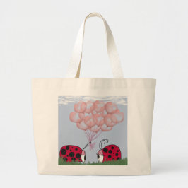 Adsible Ladybug with Söt Rosa Balloon Bouquet Jumbo Tygkasse