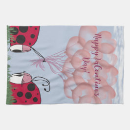 Adsible Ladybug with Söt Rosa Balloon Bouquet Kökshandduk