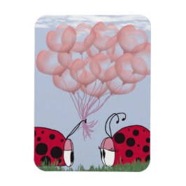 Adsible Ladybug with Söt Rosa Balloon Bouquet Magnet