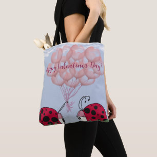 Adsible Ladybug with Söt Rosa Balloon Bouquet Tygkasse