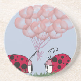 Adsible Ladybug with Söt Rosa Balloon Bouquet Underlägg Sandsten