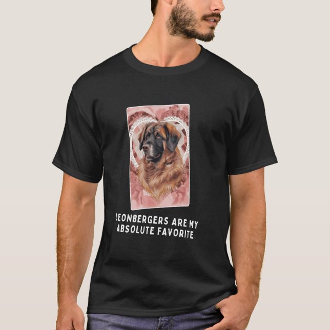 Adsible Leonbergers Hund Heart Design T Shirt (Framsida)