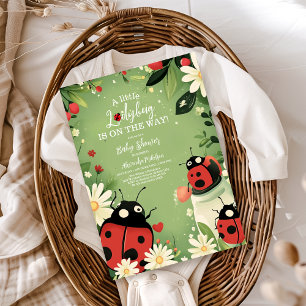 Adsible Little Ladybug Girl Baby Shower Inbjudningar