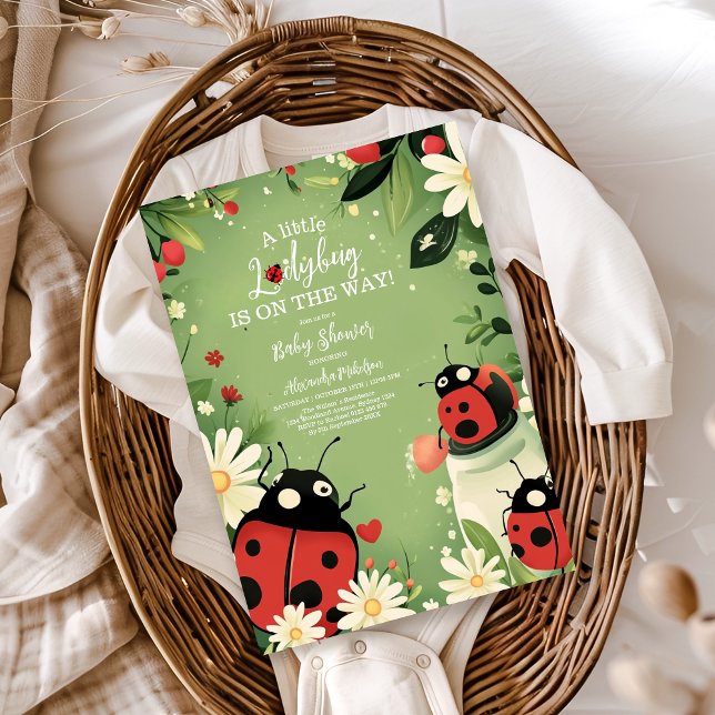 Adsible Little Ladybug Girl Baby Shower Inbjudningar (Skapare uppladdad)