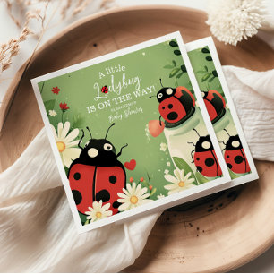 Adsible Little Ladybug Girl Baby Shower Pappersservett