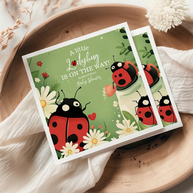 Adsible Little Ladybug Girl Baby Shower Pappersservett (Skapare uppladdad)