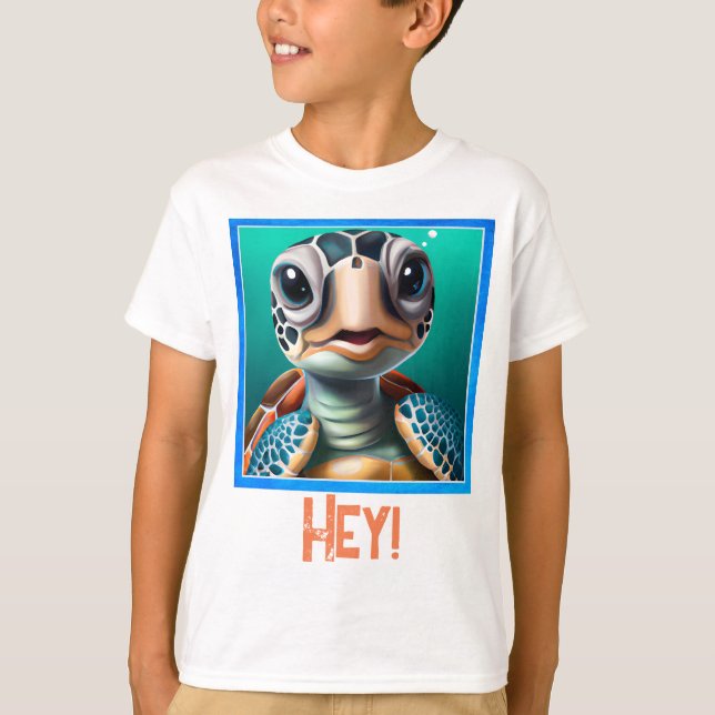 Adsible Little Sea Turtle Kids Editable T-Shirt (Framsida)