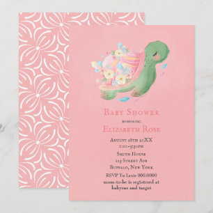 Adsible Little Turtle Rosa Baby Shower-inbjudan