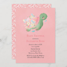 Adsible Little Turtle Rosa Baby Shower-inbjudan