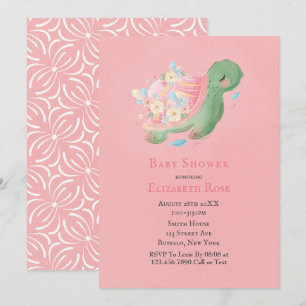 Adsible Little Turtle Rosa Baby Shower-inbjudan Inbjudningar