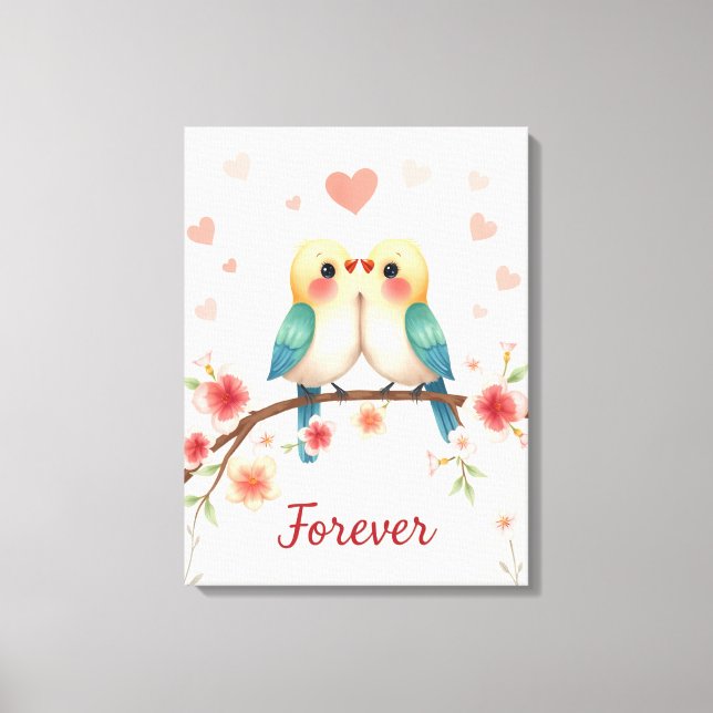 Adsible Love birds Forever Illustration Canvastryck (Framsida)
