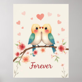 Adsible Love birds Forever Illustration Poster
