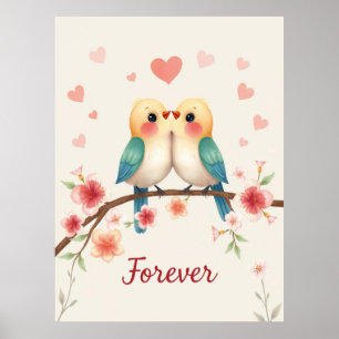 Adsible Love birds Forever Illustration Poster