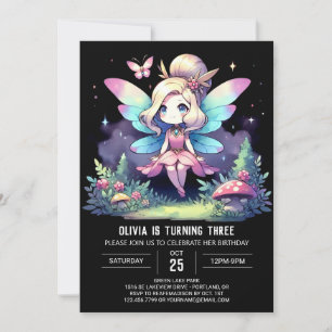 Adsible Lycklig Fairy Birthday Inbjudningar