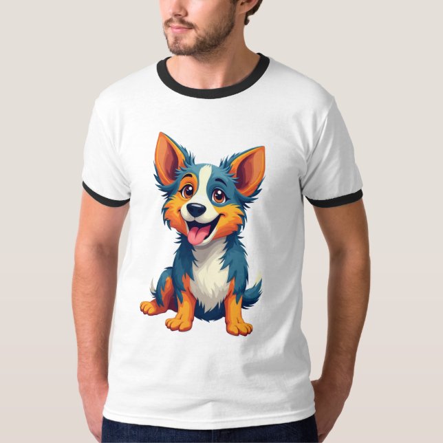 Adsible Lycklig Hund Graphic Tee - Playy Puppy Art (Framsida)