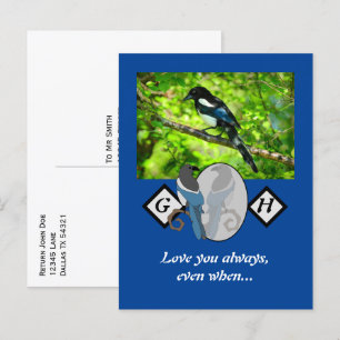 Adsible Magpie Tittar glasmonogram med foto Inbjudan Vykort