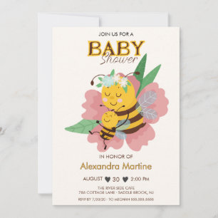 Adsible mamma & baby rosa blommigt baby-duschflick inbjudningar